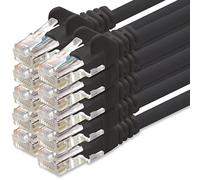 1aTTack.de 0,5m Cavo di Rete nero - 10x - Cat.6 Ethernet Gigabit Lan RJ45 10 100 1000 Mbit s - Cavo Patch UTP compatibile con Cat.5 Cat.5e Cat.7 Cat.8 - nero - 10x - 0,5m