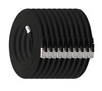 1aTTack.de 0,5m - nero - 10 Pezzi Cat.7 cavo di rete piatto 10GB/s Slim Flat Cavi RJ45 Patch cavi di installazione nastro - compatibile CAT5 CAT6 CAT7 CAT 8