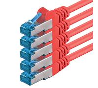 1aTTack.de 0,5m - rosso - 5 pezzi - Rete Cavi Cat6a | S-FTP | CAT 6a | doppia schermatura - certificato GHMT | PIMF | 500MHz | 10000 Mbit/s