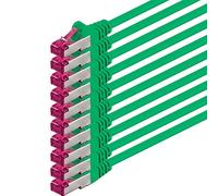 1aTTack.de 0,5m - verde - 10 pezzi - Rete Cavi Cat6a S-FTP CAT 6a doppia schermatura - certificato GHMT PIMF 500MHz 7 CU rame non contiene alogeni