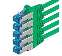 1aTTack.de 0,5m - verde - 5 pezzi - Rete Cavi Cat6a | S-FTP | CAT 6a | doppia schermatura - certificato GHMT | PIMF | 500MHz | 10000 Mbit/s