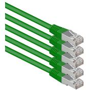 1aTTack.de® 0,5m - verde - 5 Stück - CAT6 CAT 6 Ethernet LAN cable de red SET 1000 Mbit/s CAT6 Doble blindado PIMF 250MHz libre de halógenos compatible con CAT5e CAT6a CAT7 CAT8
