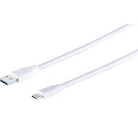 1aTTack.de 1 cavo adattatore da USB-A a USB-C 3.0, bianco, 3 m - Questo cavo USB standard consente di collegare, ad esempio, un disco rigido esterno al PC.