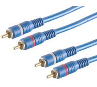 1aTTack.de 1 cavo cinch da 5 m con cavo remoto, 2 spine cinch a 2 spine cinch, cavo di collegamento audio, contatti placcati in oro, connettori stampati per amplificatori audio per auto