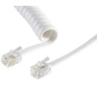 1aTTack.de 1 cavo telefonico RJ10 da 4 m (chiamato anche RJ9, RJ22), spina per auricolari, cavo a spirale, cavo telefonico, spina telefonica, RJ10, cavo fisso, cornetta telefonica, cavo bianco