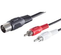 1aTTack.de 1 connettore DIN da 1,5 m, 5 poli su 2 connettori RCA, cavo adattatore audio di alta qualità, contatti nichelati, perfetto per impianti musicali HiFi, attrezzature da studio