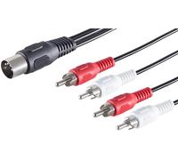 1aTTack.de 1 connettore DIN da 1,5 m, a 5 poli su 4 connettori RCA, cavo adattatore audio di alta qualità, contatti nichelati, perfetto per impianti musicali HiFi, attrezzature da studio
