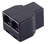 1aTTack.de 1 connettore RJ11 su 2 adattatori per accoppiamento RJ11, contatti placcati in oro, in plastica, schermato, nero