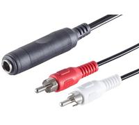 1aTTack.de 1 presa jack da 0,2 m, colore nero, da 6,3 mm, stereo a 2 connettori RCA, cavo adattatore, connettori placcati in nichel, ideale per connessioni audio e video