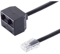 1aTTack.de 1 x 0,1 m - spina western 8/8 / 2 prese occidentali 8/8 0,1 m RJ45 maschio a 2 connettori RJ45 in rame placcato oro nero