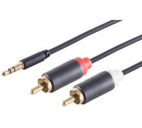 1aTTack.de 1 x 1,5 m - 3,5 mm jack a 2 RCA cavo adattatore Slim Design audio cavo placcato oro per smartphone, tablet HiFi altoparlante auto PC