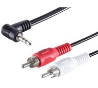 1aTTack.de 1 x 1,5 m - Cavo audio con spina jack da 3,5 mm ad angolo retto nero e 2 spine RCA, connettori stampati, contatti nichelati