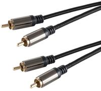 1aTTack.de 1 x 1,5 m - Cavo stereo cinch BlackCotton, 2 spine cinch a 2 spine cinch, guaina tessile, connettori in metallo placcati oro, doppia schermatura per HiFi, home cinema, TV