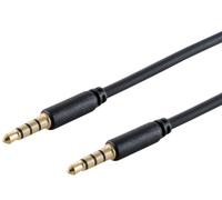 1aTTack.de 1 x 1,5 m - Nero 3,5 mm TRRS cavo audio stereo mini maschio a mini spina contatti dorati, spina modellata per trasmissione stabile del segnale