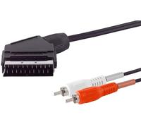 1aTTack.de 1 x 2 m - Cavo audio SCART a 2 RCA Cavo adattatore audio stereo da spina SCART a RCA per TV, ricevitore DVD, sistema stereo, nero
