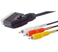 1aTTack.de 1 x 2 m - Cavo SCART a 3 RCA YRW con interruttore, adattatore audio video da spina SCART a RCA, cavo AV stampato per TV, console DVD, ricevitore
