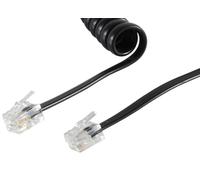 1aTTack.de 1 x 2 m - Cavo telefonico RJ10 (chiamato anche RJ9, RJ22), spina per auricolari, cavo telefonico, spina telefonica, RJ10, cavo fisso, cornetta telefonica, cavo nero