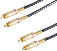 1aTTack.de 1 x 5 m - Cavo cinch in metallo, 2 connettori cinch in metallo placcati oro, coperture a vite, cavo di collegamento audio di alta qualità, stereo HiFi
