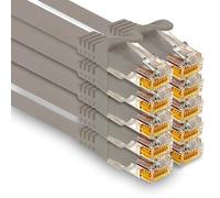 1aTTack.de - 10 cavi di rete Cat7 da 0,25 m, Cat.7 Ethernet, cavo patch Lan & Cat 7 per la massima velocità Internet e collega tutti i dispositivi con presa RJ 45 grigio