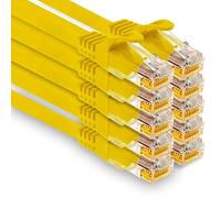 1aTTack.de - 10 cavi di rete Cat7 da 0,25 m, Cat.7 Ethernet, cavo patch Lan & Cat 7 per la massima velocità Internet e collega tutti i dispositivi con presa RJ 45 giallo
