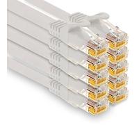1aTTack.de - 10 cavi di rete Cat7 da 0,5 m, Cat.7 Ethernet, cavo patch Lan & Cat 7 per la massima velocità Internet e collega tutti i dispositivi con presa RJ 45 bianco