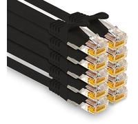 1aTTack.de - 10 cavi di rete Cat7 da 0,5 m, Cat.7 Ethernet, cavo patch Lan & Cat 7 per la massima velocità di Internet e collega tutti i dispositivi con presa RJ 45 nero