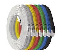 1aTTack.de 10m - 7 Colori - 7 Pezzi - 7 StückCat.7 cavo di rete piatto 10GB/s Slim Flat Cavi RJ45 Patch cavi di installazione nastro - compatibile CAT5 CAT6 CAT7 CAT 8