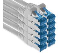 1aTTack.de 10m - CAT.6 - Cavo di rete LAN Ethernet Gigabit RJ45 CAT 6 Cavo patch A 10000 Mbit s Sftp Pimf 500 MHz compatibile con CAT5 CAT6 CAT7 Cat8 bianco - 10 pezzi