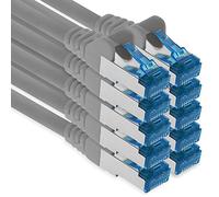 1aTTack.de 10m - Cat.6 - Cavo di Rete LAN Ethernet Gigabit RJ45 Cat 6 Cavo Patch A 10000 Mbit s Sftp Pimf 500 MHz Compatibile con CAT5 CAT6 CAT7 Cat8 Grigio - 10 Pezzi