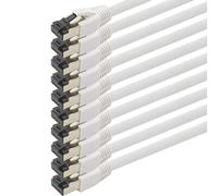 1aTTack.de 10m Cat 8 Cavo di rete Cat8 bianca - 10 pezzi Cat.8 Lan 2000 Mhz 40 Gbit s 40GBase-T POE+ cavo Patch Ethernet LSZH - 10 x 10 metro bianca