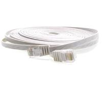 1aTTack.de 10m - Flat Cabel CAT5 CAT 5 | white - 1 piece | 10/100/1000 Mbit/s | LAN Network cable | Flat | Slim | patchkabel