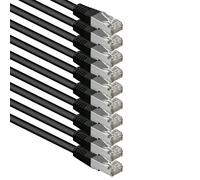 1aTTack.de® 10m - negro - 10 Stück - CAT6 CAT 6 Ethernet LAN cable de red SET 1000 Mbit/s CAT6 Doble blindado PIMF 250MHz libre de halógenos compatible con CAT5e CAT6a CAT7 CAT8