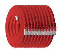 1aTTack.de 10m - rosso - 10 Pezzi Cat.7 cavo di rete piatto 10GB/s Slim Flat Cavi RJ45 Patch cavi di installazione nastro - compatibile CAT5 CAT6 CAT7 CAT 8