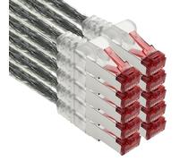1aTTack.de - 10x 0,25 m cavo patch CAT6 S/FTP PIMF schermatura CAT.6 cavo di rete RJ45 cavo Ethernet DSL router LAN switch modem pannello patch - trasparente - 10 pezzi