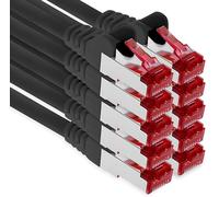 1aTTack.de - 10x 0,5 m cavo patch CAT6 S/FTP PIMF schermatura CAT.6 cavo di rete RJ45 cavo Ethernet DSL router LAN switch modem pannello patch - nero - 10 pezzi