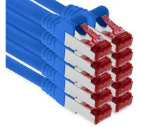 1aTTack.de - 10x 10m cavo patch CAT6 S/FTP schermatura PIMF CAT.6 cavo di rete RJ45 cavo Ethernet DSL router LAN switch modem pannello patch - blu - 10 pezzi