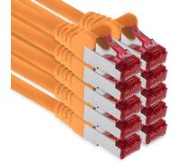 1aTTack.de - 10x 1m cavo patch CAT6 S/FTP schermatura PIMF CAT.6 cavo di rete RJ45 cavo Ethernet DSL router LAN switch modem pannello patch - arancione - 10 pezzi