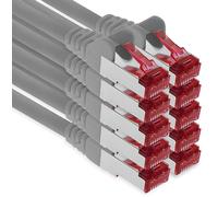 1aTTack.de - 10x 5m Cavo patch CAT6 S/FTP PIMF schermatura CAT.6 Cavo di rete RJ45 Cavo Ethernet DSL Router LAN Switch Modem Patch Panel - Grigio - 10 pezzi
