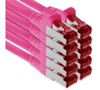 1aTTack.de - 10x 5m Cavo patch CAT6 S/FTP PIMF schermatura CAT.6 Cavo di rete RJ45 Cavo Ethernet DSL Router LAN Switch Modem Patch Panel - magenta - 10 pezzi
