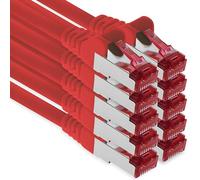 1aTTack.de - 10x 7,5 m cavo patch CAT6 S/FTP PIMF schermatura CAT.6 cavo di rete RJ45 cavo Ethernet DSL router LAN switch modem pannello patch - rosso - 10 pezzi