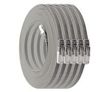 1aTTack.de 15m - grigio - 5 Pezzi Cat.7 cavo di rete piatto 10GB/s Slim Flat Cavi RJ45 Patch cavi di installazione nastro - compatibile CAT5 CAT6 CAT7 CAT 8