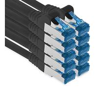 1aTTack.de 1m - CAT.6 - Cavo di rete LAN Ethernet Gigabit RJ45 CAT 6 Cavo patch A 10000 Mbit s Sftp Pimf 500 MHz compatibile con CAT5 CAT6 CAT7 Cat8 nero - 10 pezzi
