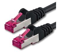 1aTTack.de 1m - nero - 1 pezzo - Rete Cavi Cat6a S-FTP CAT 6a doppia schermatura - certificato GHMT PIMF 500MHz / 7 CU rame non contiene alogeni compatibile con CAT5e CAT6 CAT7 CAT8 10000 Mbit/s