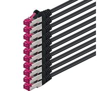 1aTTack.de 1m - nero - 10 pezzi - Rete Cavi Cat6a S-FTP CAT 6a doppia schermatura - certificato GHMT PIMF 500MHz / 7 CU rame non contiene alogeni compatibile con CAT5e CAT6 CAT7 CAT8 10000 Mbit/s