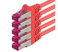 1aTTack.de 1m - rosso - 5 pezzi - Rete Cavi Cat6a S-FTP CAT 6a doppia schermatura - certificato GHMT PIMF 500MHz / 7 CU rame non contiene alogeni compatibile con CAT5e CAT6 CAT7 CAT8 10000 Mbit/s
