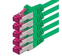 1aTTack.de 1m - verde - 5 pezzi - Rete Cavi Cat6a S-FTP CAT 6a doppia schermatura - certificato GHMT PIMF 500MHz / 7 CU rame non contiene alogeni compatibile con CAT5e CAT6 CAT7 CAT8 10000 Mbit/s