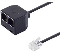 1aTTack.de 1x 0,1 m - Adattatore di accoppiamento da spina RJ11 a 2x RJ11 0,1 m Contatti placcati in oro Alloggiamento in ABS Non schermato