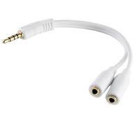 1aTTack.de 1x 0,2 m - Adattatore a Y per cuffie bianco, spina TRRS da 3,5 mm a 2 prese jack a 4 poli, contatti placcati in oro, CTIA