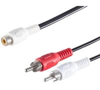 1aTTack.de 1x 0,2 m - Adattatore cinch a Y, cavo audio stereo da cinch femmina a 2 cinch maschio, connettori stampati, contatti nichelati per amplificatori TV HiFi