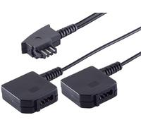 1aTTack.de 1x 0,2 m - Cavo nero con spina TAE F a 2 giunti TAE F per collegamento telefonico